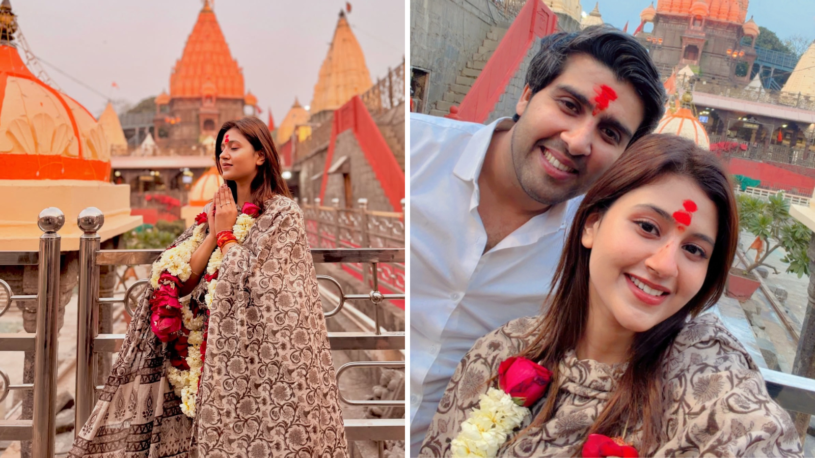 ‘Raw almond girl’ became cultured on Mahashivratri with BF, Anjali showed simplicity wearing a suit with tilak on her forehead