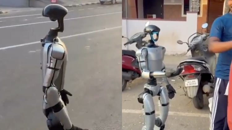Viral Video: Robot seen begging on the road with outstretched hands, people said – now the work of beggars is also in danger – Viral Humanoid Robot Begging On Road Kerala Unitree G1 Video