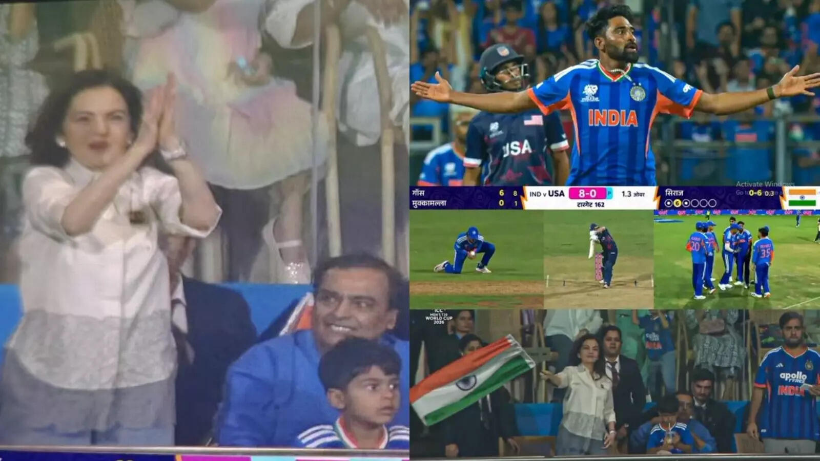 Indian flag in hand, happiness knows no bounds, Nita Ambani’s amazing reaction after Mohammed Siraj took the wicket.