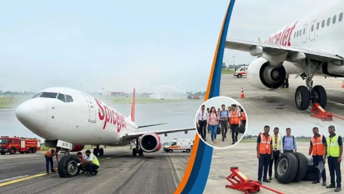Spicejet plane bursts tire at Darbhanga airport, 150 lives at risk, pulls out after safe landing