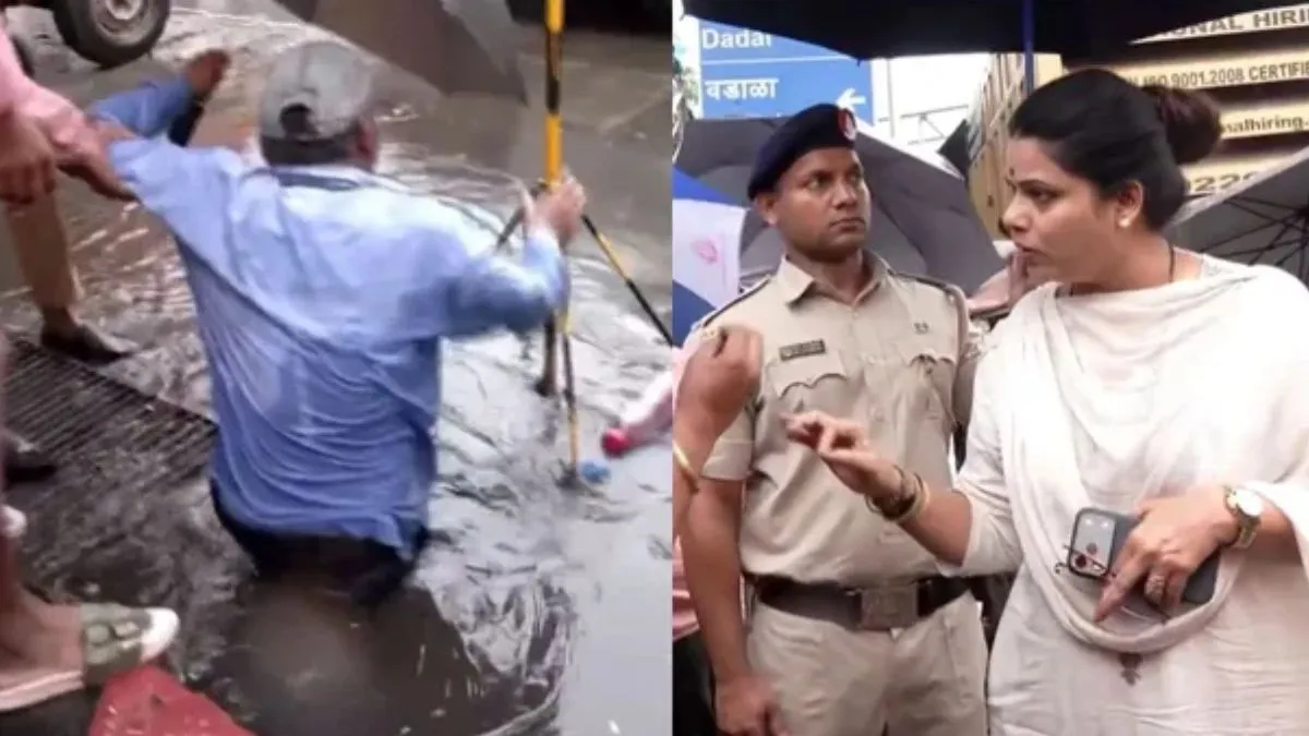 The first rain in Mumbai opened the polls; In the presence of Mayor Ritu Tawde, a cleaning worker defecated in an open drain, the video went viral
