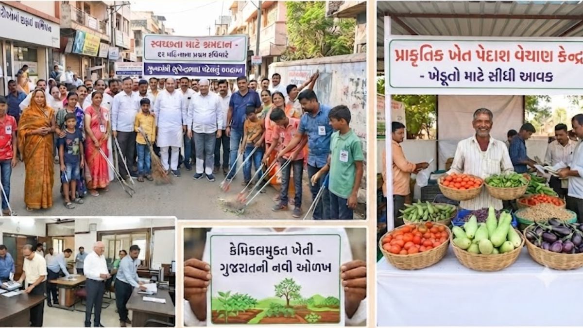 Swachhta Shramdan will be held on the first Sunday of every month in Gujarat, special sales centers will be opened for natural farm produce.